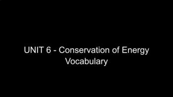 Preview of Conservation of Energy Vocabulary