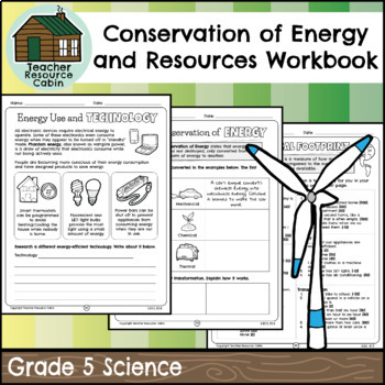 Preview of Conservation of Energy and Resources Workbook (Grade 5 Ontario Science)