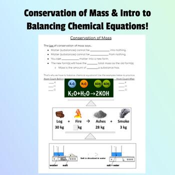 Preview of Conservation of Mass & Balancing Equations Introduction Sheet