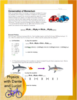 Conservation of Momentum Scaffolded Practice Worksheet | TpT