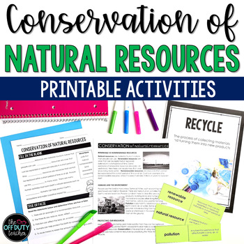Preview of Conservation of Natural Resources Reading Passages, Activities, and Posters