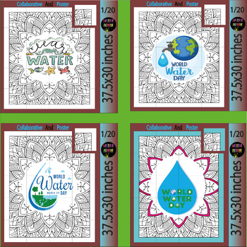 Preview of Conserving Water, Preserving Life: Collaborative Coloring Poster for World Water