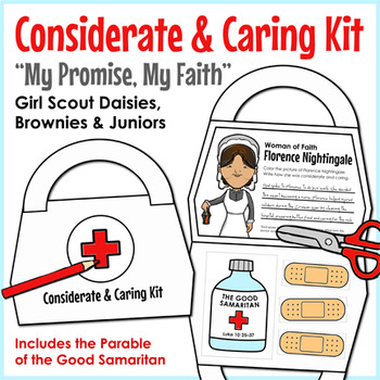 Preview of Considerate & Caring Kit - Girl Scouts - "My Promise, My Faith" Pin - All Steps!