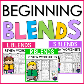 Preview of Consonant Beginning Blends Worksheets- L, R and S Blends BUNDLE: PHONICS