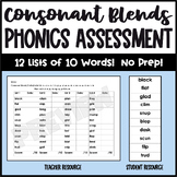 Consonant Blend Phonics Assessment with Progress Monitoring