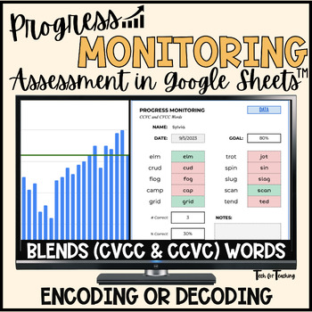 Preview of Consonant Blend Word Spelling: Assessment & Progress Monitoring Google Sheets™