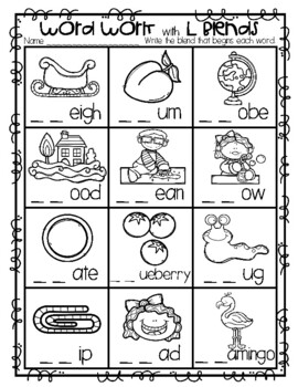 consonant blend word work l blends s blends r blends