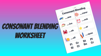 Preview of Consonant Blending Worksheet - Phonemic Awareness Activity