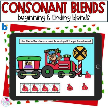 Preview of Consonant Blends - Christmas Activities - Phonics - Boom Cards™