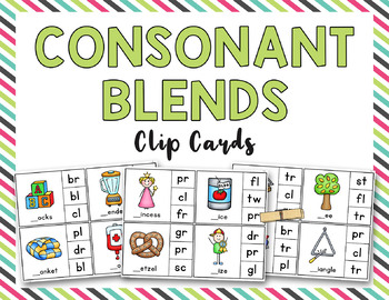 Consonant Blends Clip it Cards (BL, BR, CL, CR) by Gneiss Corner