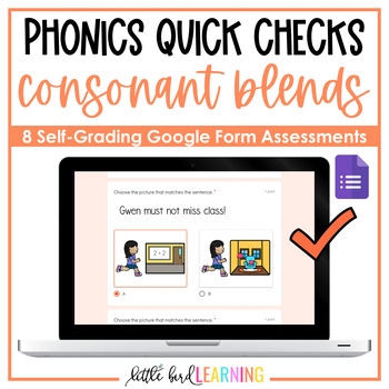 Preview of Consonant Blends Digital Phonics Quick Checks | Google Forms Reading Assessments