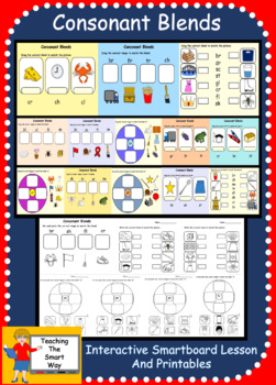 Preview of Consonant Blends Interactive Smartboard Lesson and Printables