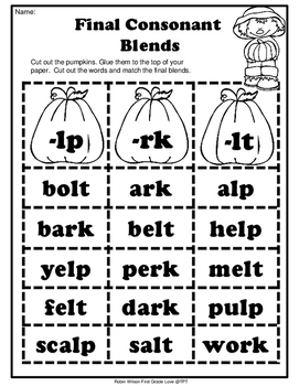 consonant blends sorting activity beginning and final blends tpt