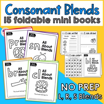 Preview of Consonant Blends Phonics Centers Mini Books L, R, S Blends