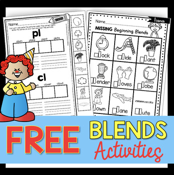 Preview of Consonant Blends Phonics activities - free printables and worksheets - centers
