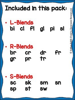 Consonant Blends Posters by Essie's Classroom Resources - Esther Bobb