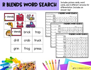 Consonant Blends: R Blends Word Search | Write the Room | TPT