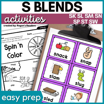 Preview of Consonant S Blends Activities With No-Prep Printables