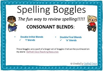 Preview of Consonant Blends Spelling boggle Taster