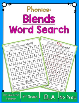 Consonant Blends Word Search by The Introvert Teacher | TpT