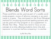 Consonant Blends Word Sorts | Orton-Gillingham Spelling List