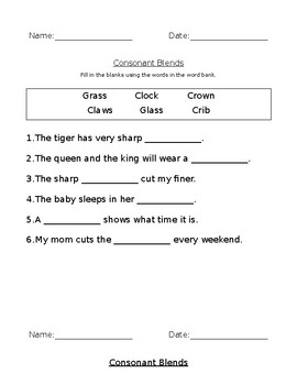 grade 3 consonant blend worksheets letter