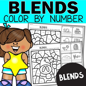 Preview of Consonant Blends Worksheets | S Blends | R Blends | L Blends Color by Code