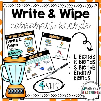 Consonant Blends Write and Wipe Activity by Little Bird Learning