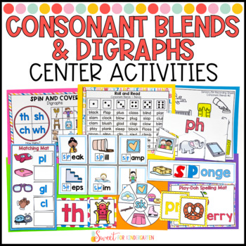 Preview of Consonant Blends and Digraphs Phonics Center Activities and Games