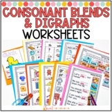 Consonant Blends and Digraphs Phonics Worksheets | No Prep