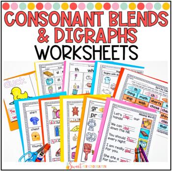 Preview of Consonant Blends and Digraphs Phonics Worksheets | No Prep Phonics Activities