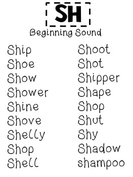 Consonant Blends for Sh (Initial, Medial & final) Sentences, words & more