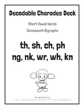 Preview of Consonant Digraph - Decodable Charades - Active Kinesthetic Phonics!