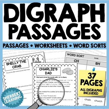 Preview of Digraph - PHONICS - Reading Passages + Worksheets sh ch th wh ph qu kn wr ck ng