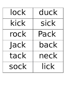 Preview of Consonant Digraph -ck Word Sort