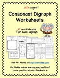 Consonant Digraphs 200 worksheets 20 digraphs TH SH CH and