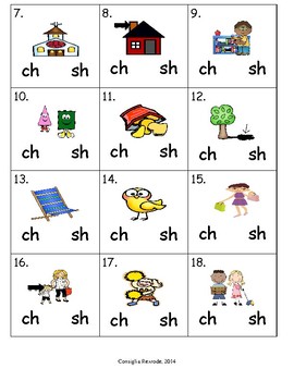 Consonant Digraphs Ch and Sh (initial and final position) by Consiglia ...