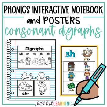 Preview of Consonant Digraphs Interactive Notebook Activities and Posters