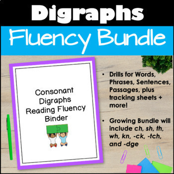 Preview of Consonant Digraphs Reading Fluency BUNDLE | Words Phrases Sentences Passages