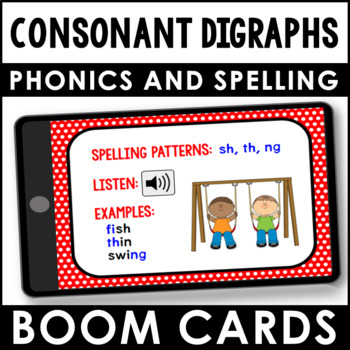 Preview of Consonant Digraphs: SH, TH, NG Activity - Phonics Boom Cards  with Audio