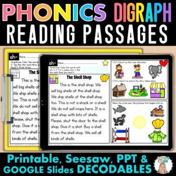Preview of Consonant Digraphs Science of Reading Decodable Passages Digital Resources