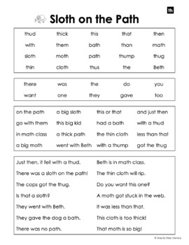 Consonant Digraphs TH Reading Fluency Passages Words Phrases Sentences ...