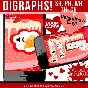 Preview of Consonant Digraphs Valentines Day Digital Boom™ Activity - SH CH TH WH PH