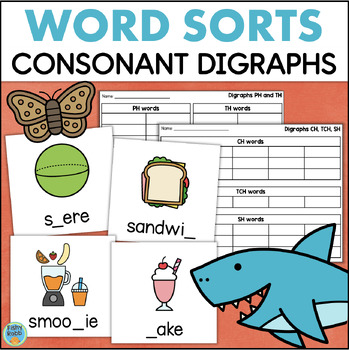 Preview of Consonant Digraphs Word Sort CH SH TCH TH PH Phonics Centers Activity Diagraphs