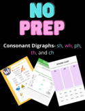 Consonant Digraphs Worksheet Packet - sh, wh, ph, th, and ch