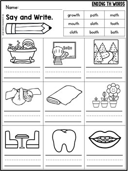 consonant digraphs worksheets kindergarten first second grade phonics