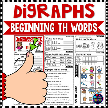 Preview of Consonant Digraphs Worksheets: TH DIGRAPHS  - Kindergarten, 1st Grade Phonics