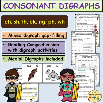 Preview of Consonant Digraphs Worksheets and Reading Comprehension