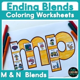 Consonant Ending M & N Blends Coloring Activity | Blends C