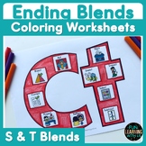 Consonant Ending S & T Blends Coloring Activity - Blends C